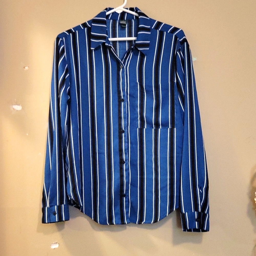Womens Striped Button Up Shirt